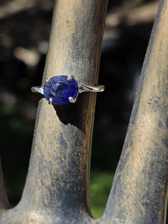 Sapphire 6k Natural Cushion Cut Sterling Ring Sz7.25 - Picture 4 of 6